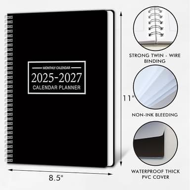 Monthly Planner 2025-2027, 2025 Calendar 24 Months Planner, JULY 2025 - JUNE 2027, 8.5" x 11", 2025 Academic Planner Hard PVC Cover with Spiral Bound, Perfect for School & Office for Women & Men - Image 3