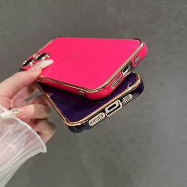 ZTOFERA Designed for iPhone 15 Plus Case 6.7 inch,Cute Plating Edge Love Hearts Pattern with Camera Lens Protection Phone Cover for Girls Women,Hot Pink - Image 9