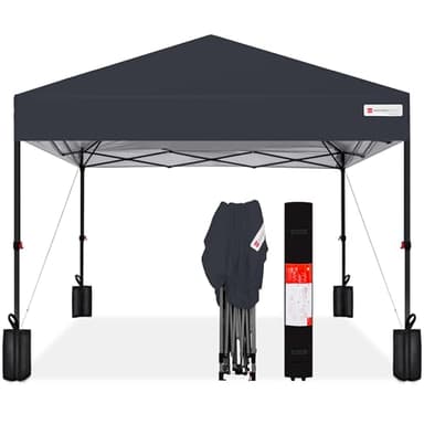 Best Choice Products 10x10ft 1-Person Setup Pop Up Canopy Tent Instant Portable Shelter w/ 1-Button Push, Case, 4 Weight Bags - Gray - Image 1