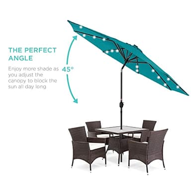 Best Choice Products 10ft Solar Polyester LED Lighted Patio Umbrella w/Tilt Adjustment and UV-Resistant Fabric - Cerulean - Image 2