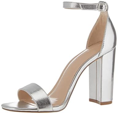 The Drop Women's Rebecca Strappy High Block Heel Sandal, Silver, 8 - Image 1