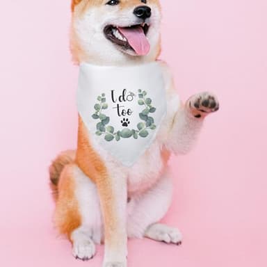 I Do Too Wedding Dog Bandana - Bridal Party Engagement Photo Prop Pet Scarf Accessory - White Wedding Bandana for Dog Lovers Owner Gift - Image 4