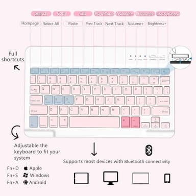 MMK Galaxy Tab A9 Plus Case with Keyboard, Samsung A9 Plus Tablet Case Keyboard (11" 2023, SM-X210/X216/X218), Wireless Detachable-Gentle Mousse Pink - Image 3
