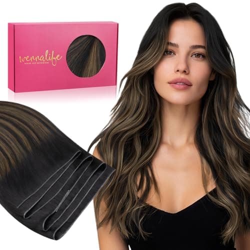 WENNALIFE Genius Sew in Weft Hair Extensions Real Human Hair, 20 inch 120g Balayage Natural Black to Chestnut Brown Sew in Human Hair for Women Natural Remy Hair Invisible Extensiones De Cabello - Image 1