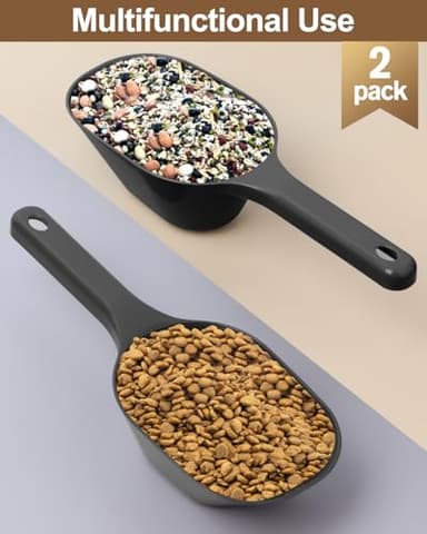 Aosnare 2 PACK Dog Food Scoop,1 Cup Capacity Pet Food Scoop With Measuring Lines For Dog, Puppy and Cat (Black) - Image 2