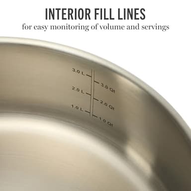 Martha Stewart Castelle 10 Piece 18/8 Durable Stainless Steel Induction Safe Pots and Pans Non-Toxic Kitchen Cookware Set - Gold Handles - Dishwasher Safe - Image 7