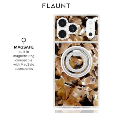 Flaunt Official Square Protective Case - Compatible with iPhone 17 Pro Max - Compatible with MagSafe & Wireless Charging - Drop-Tested & Shockproof - (Brown Abalone) - Image 3