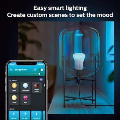 Philips Hue Smart Light Starter Kit - Includes (1) Bridge, (1) Dimmer Switch and (2) A19 LED Bulbs - White and Color Ambiance Color-Changing Light - 800LM - E26 - Control with App or Voice Assistant - Image 8