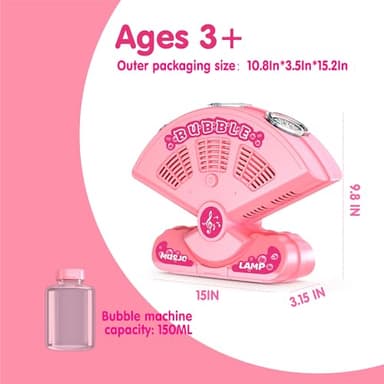 Bubble Machine-Automatic Fan-Shaped Bubble Blower Machine-10,000 Bubble Per Min Bubbles Maker for Kids,Portable Bubble Maker Toys for Outdoor,Wedding,Party,Birthday-Pink - Image 7