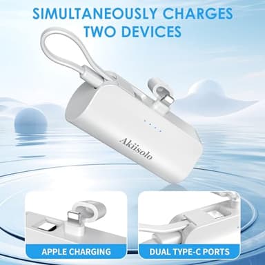 Portable Charger Power Bank For iPhone With Dual Infterface, Real 5000mAh , Mini Phone Charger Battery Pack Fast Charging Compatible with iPhone 15/14/14 Pro Max/14 Plus/13/12/11/X/8/7/6, More (white) - Image 6