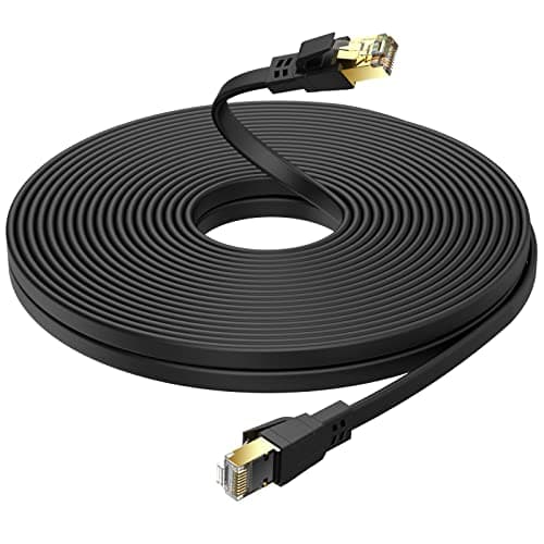 Qiuean Cat8 Ethernet Cable 200FT, Outdoor & Indoor,High Speed LAN Network Cable 40Gbps, 2000Mhz with Gold Plated RJ45 Connector - Black, 200ftBk - Image 1