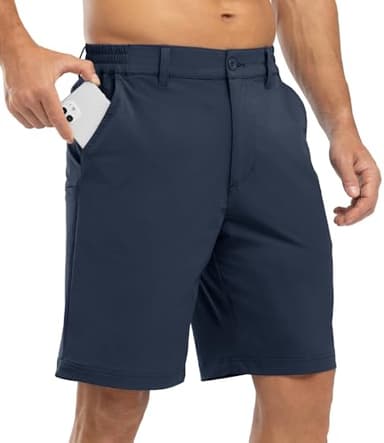 BGOWATU Mens Golf Shorts 9" Stretch Casual Dress Shorts Dry Fit Athletic Hiking Shorts for Summer with Pockets Navy 36 - Image 1