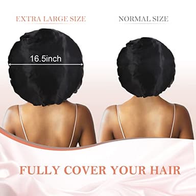 3Pcs Bonnets for Sleeping, Extra Satin Silk Bonnet for Sleeping Women with Tie Band for Curly Hair Jumbo Bonnet Braids - Image 2