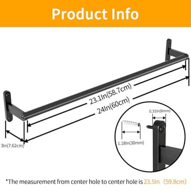 Towel Racks for Bathroom 24 Inch, Towel Bar for Bathroom Wall, Heavy Duty Bathroom Hand Towel Holder Organizer, Single Bath Towel Bar Wall Mounted, Matte Black - Image 7