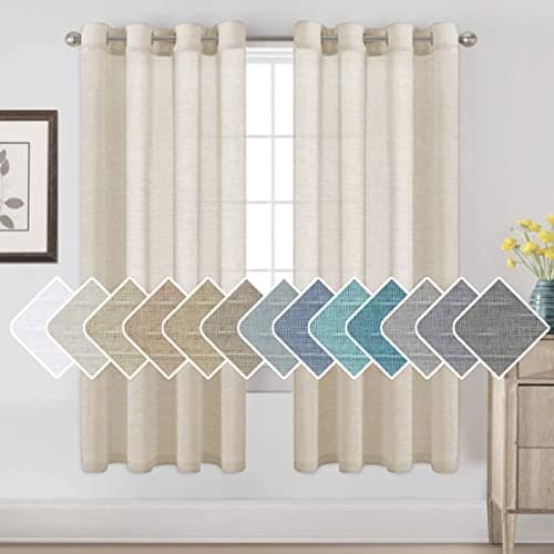 H.VERSAILTEX Linen Curtains Nickel Grommet Natural Linen Semi-Sheer Curtains 2 Panels Privacy Added Premium Soft Rich Material Drapes for Bedroom/Livingroom/Sliding Door - 52x72 - Inch - Linen - Image 1