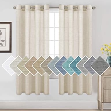 H.VERSAILTEX Linen Curtains Nickel Grommet Natural Linen Semi-Sheer Curtains 2 Panels Privacy Added Premium Soft Rich Material Drapes for Bedroom/Livingroom/Sliding Door - 52x72 - Inch - Linen - Image 1