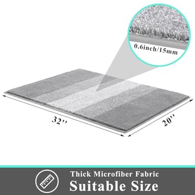 Vaukki Indoor Doormat Entryway Door Mat, Non Slip Absorbent Mud Trapper Mat Inside Floor Mat, Washable Door Carpet for Entryway (20''x32'', Light Grey) - Image 2