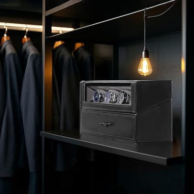 ProCase Watch Case for Men, 10 Slot Watch Display Stand with Acrylic Lid, Watch Display Case with Drawer, 2-Layer Mens Watch Box, Watch Holder Organizer for Men Women -Black - Image 8