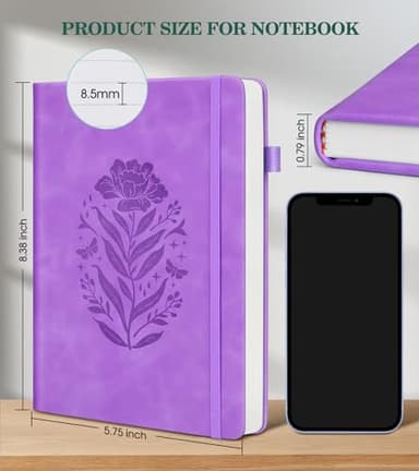 Lined Journal Notebook for Women, A5 200 Pages Hardcover Leather Journals for Writing, Thick Daily Journaling, College Ruled Notebooks for Work School, Note Taking, Business 5.75'' X 8.38'' Purple - Image 4