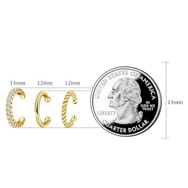 Gold Ear Cuffs Non Piercing Three Cartilage Earrings for Women Hypoallergenic Cuff Earrings with Cubic Zirconia for Gift - Image 4