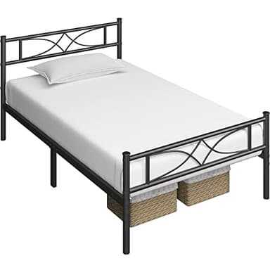 Yaheetech Twin Size Bed Frame Metal Platform Bed with Curved Design Headboard Footboard/No Box Spring Needed/Mattress Foundation/Heavy-Duty Support/Easy Assembly/Black - Image 8