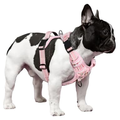 Timos No Pull Dog Harness,NO Need Go Over Dogs Head 3 Snap Buckles Reflective Oxford No Choke Harness with Front & Back 2 Metal Leash Clips Soft Padded for Small Medium Large Dogs Pink S - Image 6