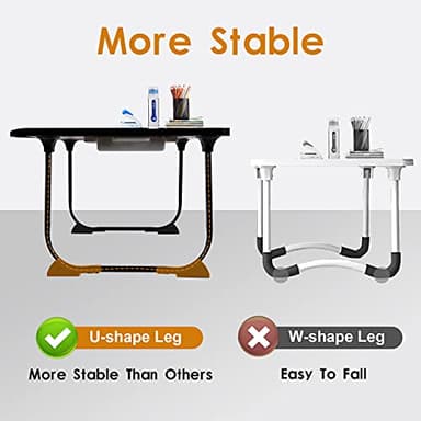 Amaredom Laptop Bed Desk Tray Bed Table, Foldable Portable Lap Desk with Storage Drawer and Cup Holder for Eating Breakfast on Bed/Couch/Sofa-Black - Image 4