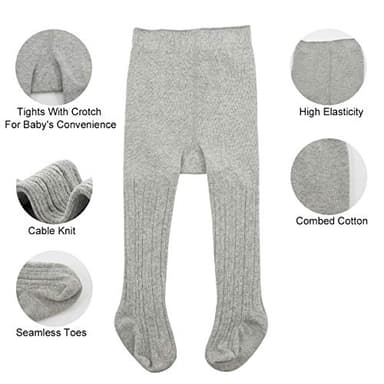 Zando Infant Soft Tights Toddler Seamless Leggings Tights for Baby Girls Winter Knit Warm Newborn Pants Stockings 1 Pack White X-Large/2-4 Year - Image 2