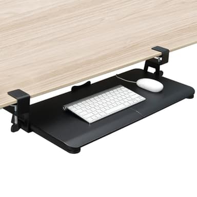 DQCGLY Keyboard Tray Under Desk, Slide Out Computer Keyboard & Mouse Tray with C Clamp-on Mount Easy to Install,30" W(Including Clamps) X 12" D Large Size,Black - Image 8