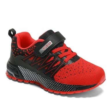 Kids Sneakers for Boys Girls Running Tennis Shoes Lightweight Breathable Sport Athletic A Black Red Size US 13 Little Kid - Image 6