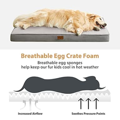 BFPETHOME Outdoor Dog Beds for Large Dogs, Waterproof Dog Bed for Medium, Large, Extra Large Dogs, Orthopedic Pet Bed with Removable Washable Cover, Egg Crate Foam Pet Bed Mat. (42 x 30 in, Grey) - Image 5