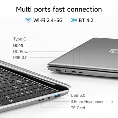 15.6 Inch Laptop with Office 365, 4GB RAM, 128GB Storage Expandable 1TB, 5205U Processor, HD Display, Windows 11 Laptops Computer, Wi-Fi 5, BT4.2, Numpad, Type-C, for Business and Students. - Image 8