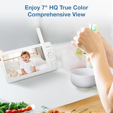VTech [2025 Upgrade Baby Monitor with 7" IPS Screen, Pan Tilt Zoom Camera, No WiFi Video Baby Monitor with Camera and Audio, Multi-Color Night Light, 2-Way Talk, Lullabies, Advanced HQ Max - Image 3