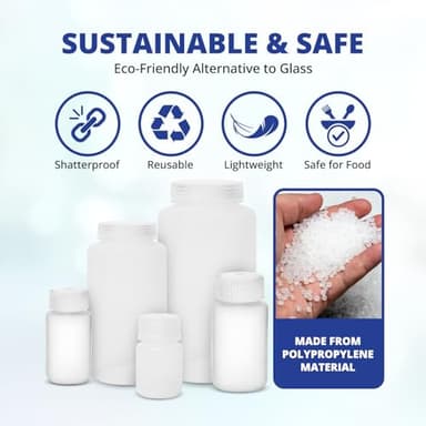 United Scientific® Unistore™ - Sample Containers with Lids - Laboratory Grade Polypropylene Wide Mouth Reagent Bottle - 16 Oz Bottles with Caps (500ml), Plastic Bottles with Lids, Pack of 12 - Image 5