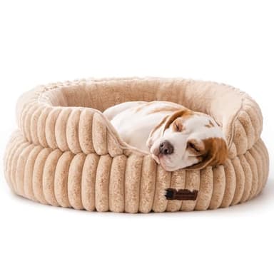 MEWOOFUN Dog Bed for Medium Dogs, Washable Large Cat Beds for Indoor Cats, Donut Pet Bed for Dogs and Cats with Anti-Slip Bottom (Camel, 27"x27"x10") - Image 1