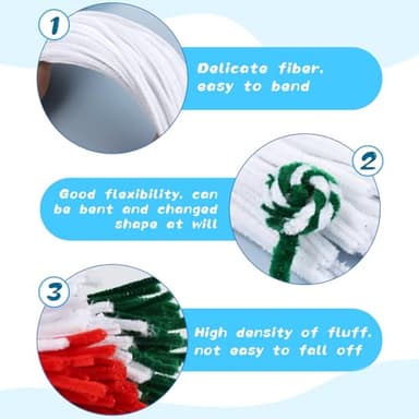 Zxiixz 100Pcs Pipe Cleaners, Pipe Cleaners Craft, Creative Craft Pipe Cleaners for Festivals Decoration, Chenille Stems Crafting Pipe Cleaners, Craft Supplies for Home DIY Hand Arts Decorations/White - Image 3