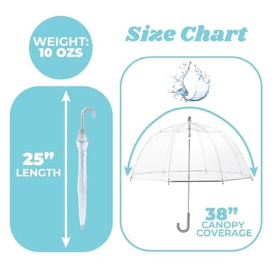 totes Kids Clear Bubble Umbrella with Dome Canopy, Lightweight Design, Wind and Rain Protection Umbrella, Iridescent, Kids - 38" Canopy - Image 6