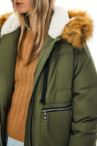 Orolay Women's Thickened Down Jacket Winter Hooded Coat with Faux Fur Trim Green L - Image 3