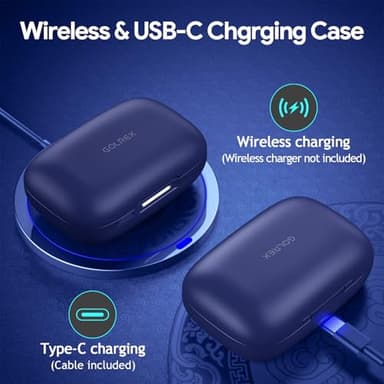GOLREX Active Noise Cancelling Ear Buds Wireless Earbuds Bluetooth Headphones with 80H Playtime LED Display Wireless Charging Case, Over-Ear Hooks Earbud for Sports Running Gym Workout Blue - Image 5