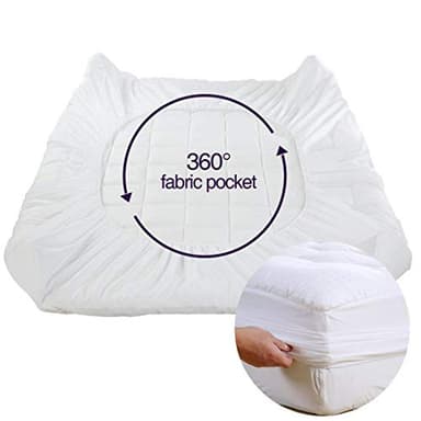EASELAND Queen Size Mattress Pad Pillow Top Mattress Cover Quilted Fitted Mattress Protector Cotton Top Stretches up 8-21" Deep Pocket Cooling Mattress Topper (60x80 inch, White) - Image 5