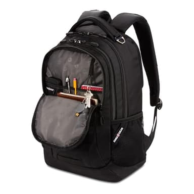SwissGear 5505 Cecil 16” Laptop Backpack Black – Daily Laptop Bag with Gear Attachment Options – Multiple Organizer Pockets & Padded Shoulder Straps - Image 8