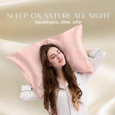 ZIMASILK 100% Pure Mulberry Silk Pillowcase for Hair and Skin Health,Soft and Smooth,Both Sides Premium Grade 6A Silk,600 Thread Count,with Hidden Zipper,1pc(Standard 20''x26'',Pink) - Image 3