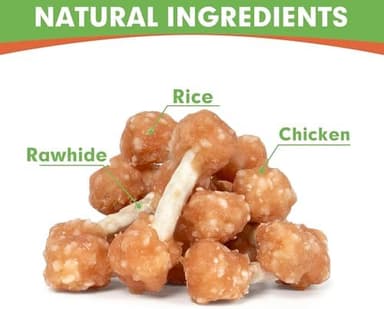 MON2SUN Dog Treats, 16oz Mini Rawhide Chews, Chicken Dumbbells with Rice for Small Dogs & Toy Breed, Crunchy and Healthy (2.5 Inch 30 Count - Image 4