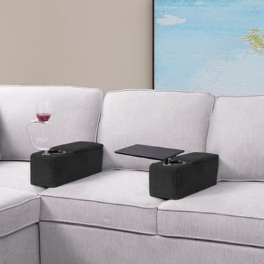 ARMRESTO Multifunctional Sofa Armrest, Couch Armrest with Wireless Charge Stand, Removable Couch Caddy with Storage,Including LED Reading Light, Midnight - Image 2