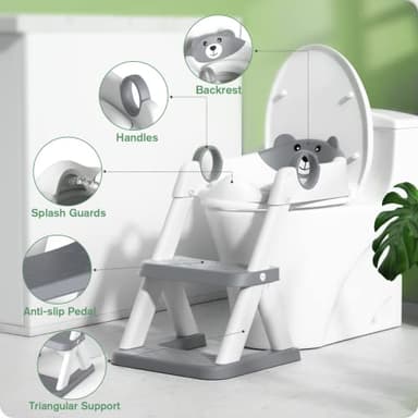 Rabb 1st Potty Training Seat, Upgrade Toddler Toilet Seat for Kids Boys Girls, 2 in 1 Potty Training Toilet, Splash Guard Anti-Slip Pad Step Stool - Image 2