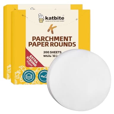 Katbite 10 Inch Parchment Paper Rounds, 400Pcs Round Parchment Paper for Cake Baking, Air Fryer Liners, Freezing, Tortilla Press(2 Pack of 200Pcs) - Image 1