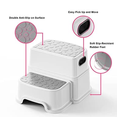 Two Step Stool for Kids – Non-Slip Toddler Step Stool for Bathroom Sink & Potty Training, Dual Height 9.5”, Safe & Sturdy for Kitchen, Bedroom & Classroom (Includes Two Ducks) - Image 3