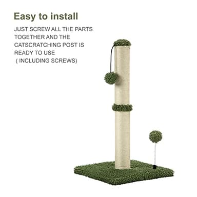 MECOOL Cat Scratching Post Premium Basics Kitten Scratcher Sisal Scratch Posts with Hanging Ball 22in for Kittens or Smaller Cats, Cactus Green - Image 7
