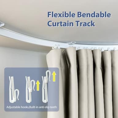 cbsroro Room Divider Ceiling Mounted Curtains Track Sets Extra Wide Blackout Curtain Flexible Tracks for Bedroom Privacy Partition Separator, 1Panel Beige Drape and White Rail, W8.3 x H8ft - Image 5