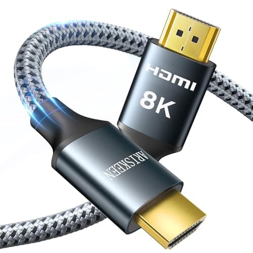 ARISKEEN 8K HDMI Cable 50FT, 48Gbps High Speed HDMI 2.1 Cable, 8K 60Hz, 4K 120Hz 144Hz Support for HDR 10, HDCP 2.2 2.3, eARC, DTS:X, Braided HDMI Cord Compatible with Laptop/HDTV/Monitor - 50 Feet - Image 1